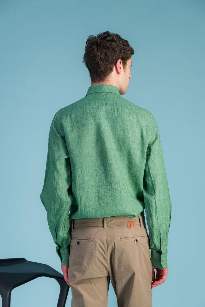 Jagvi Chemise Lin Vert Chiné