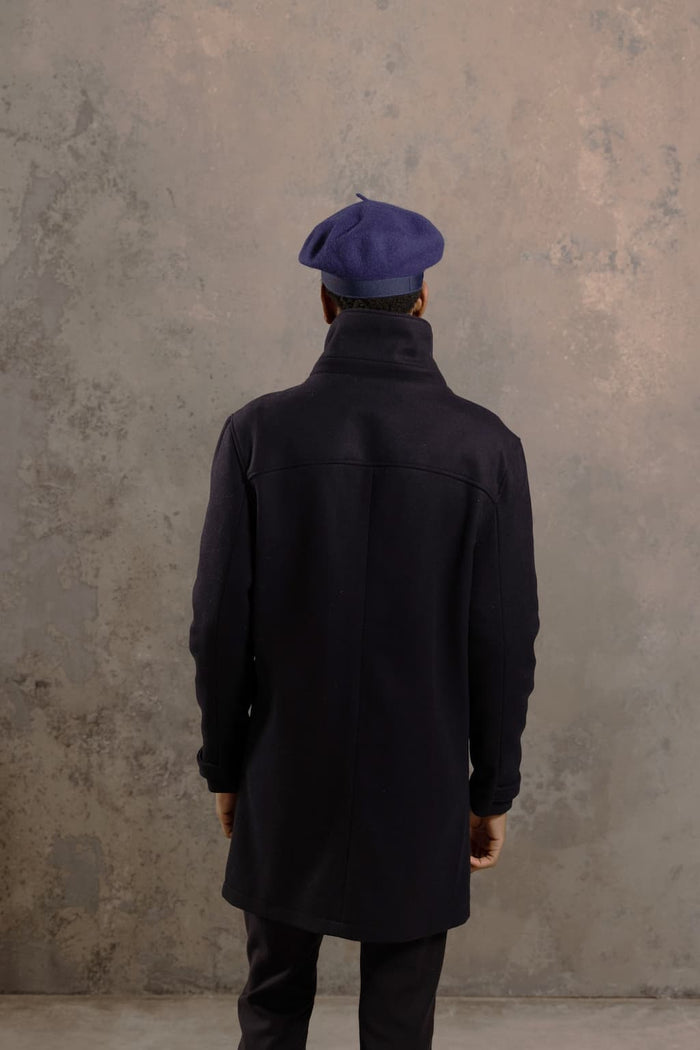 Jagvi Long Manteau En Laine Marine