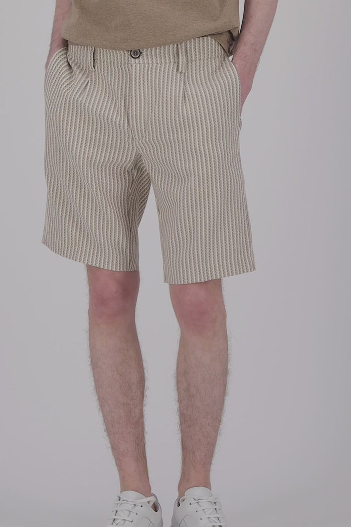 Jagvi Pleats Short Rayures Beige