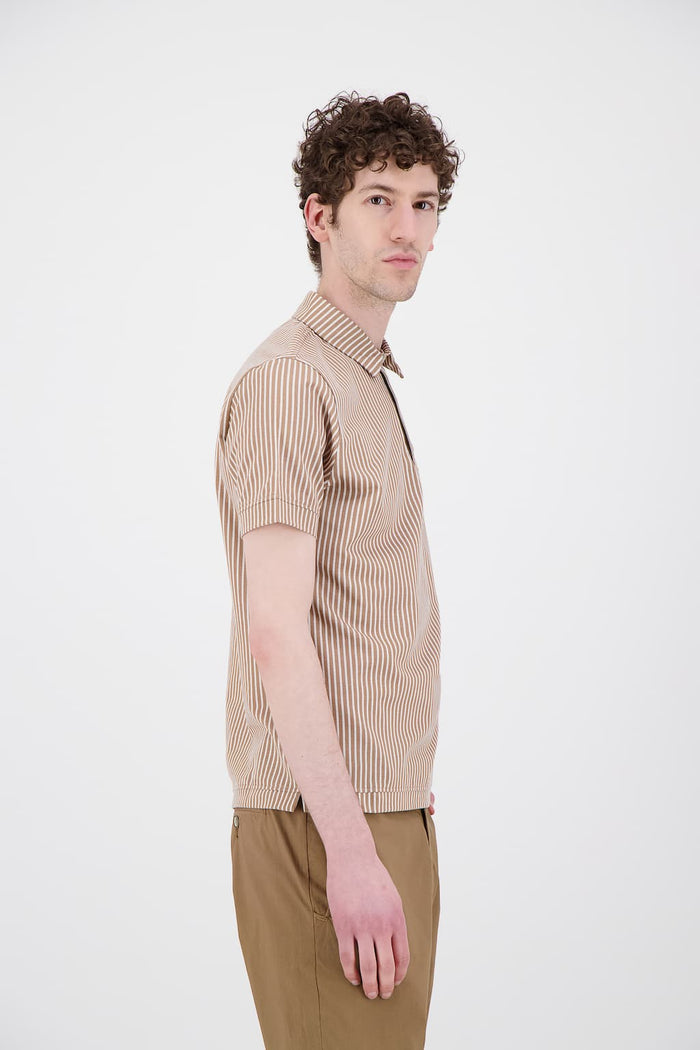 Jagvi Polo En Coton Bio à Rayures Beige