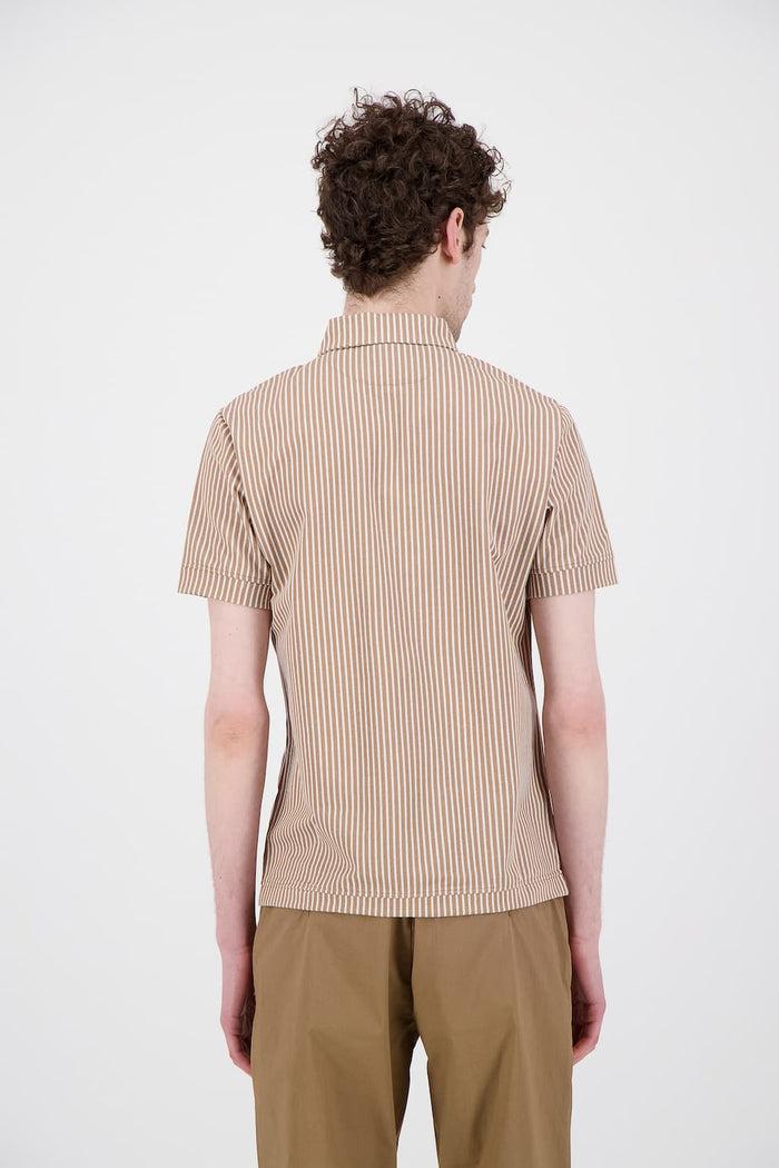 Jagvi Polo En Coton Bio à Rayures Beige