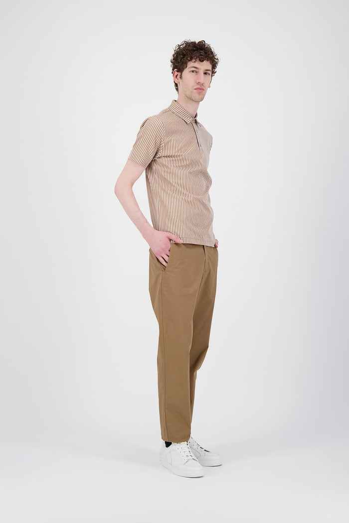 Jagvi Polo En Coton Bio à Rayures Beige