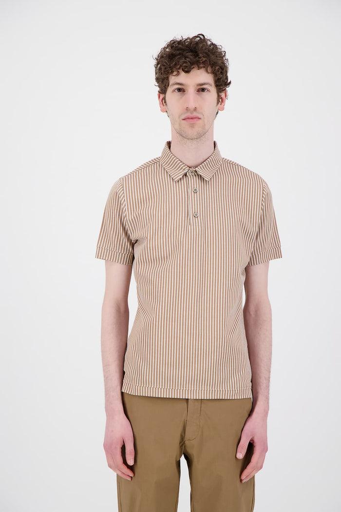 jagvi Polo en coton bio à rayures beige