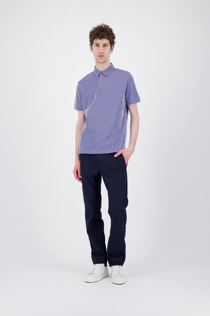 Jagvi Polo En Coton Bio à Rayures Bleues