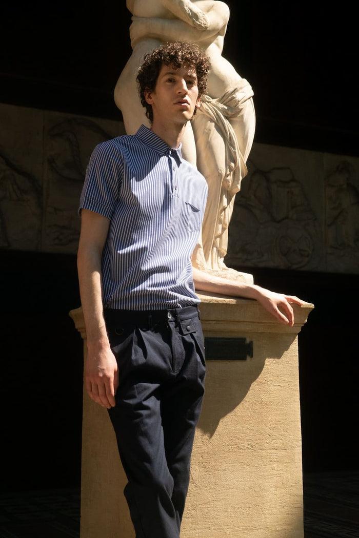 Jagvi Polo En Coton Bio à Rayures Bleues