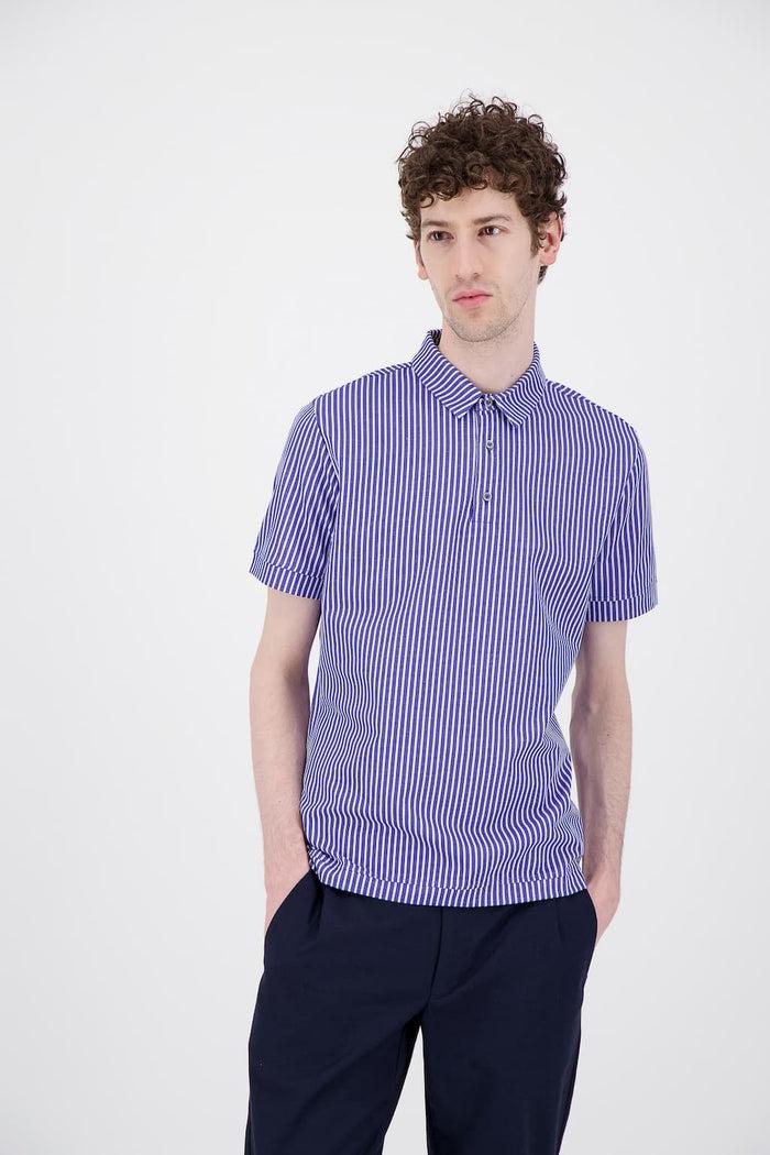 jagvi Polo en coton bio à rayures bleues