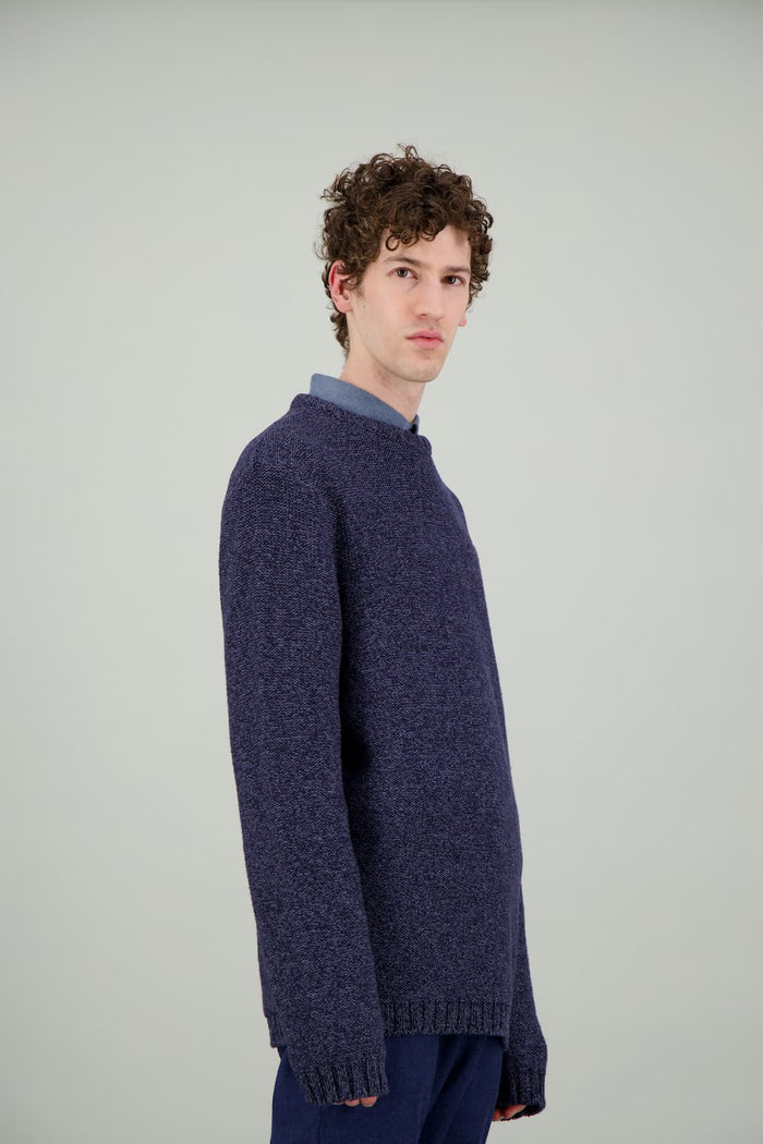 Jagvi Pull Marin Laine Mérinos Bleu Mouliné