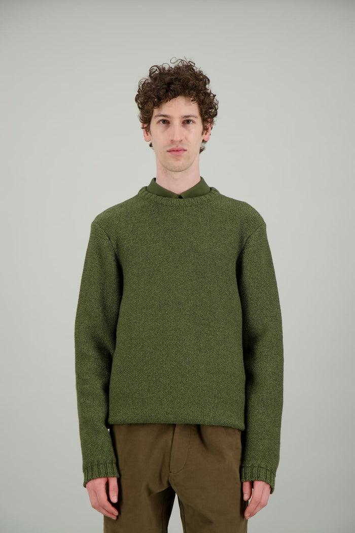 jagvi Pull Marin laine mérinos kaki mouliné