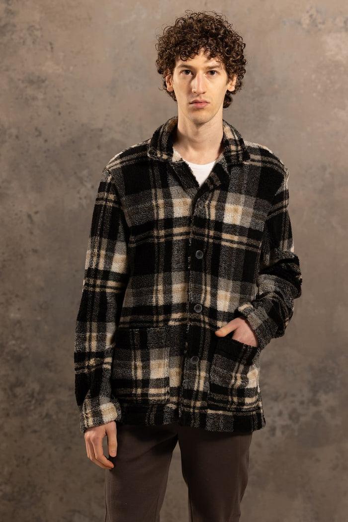 jagvi Surchemise polaire recyclée carreaux gris