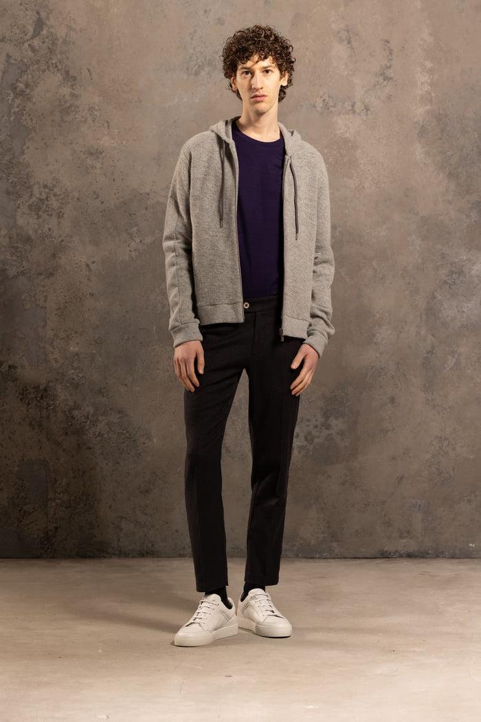 Jagvi Sweat à Capuche En Coton Laine Gris Chiné