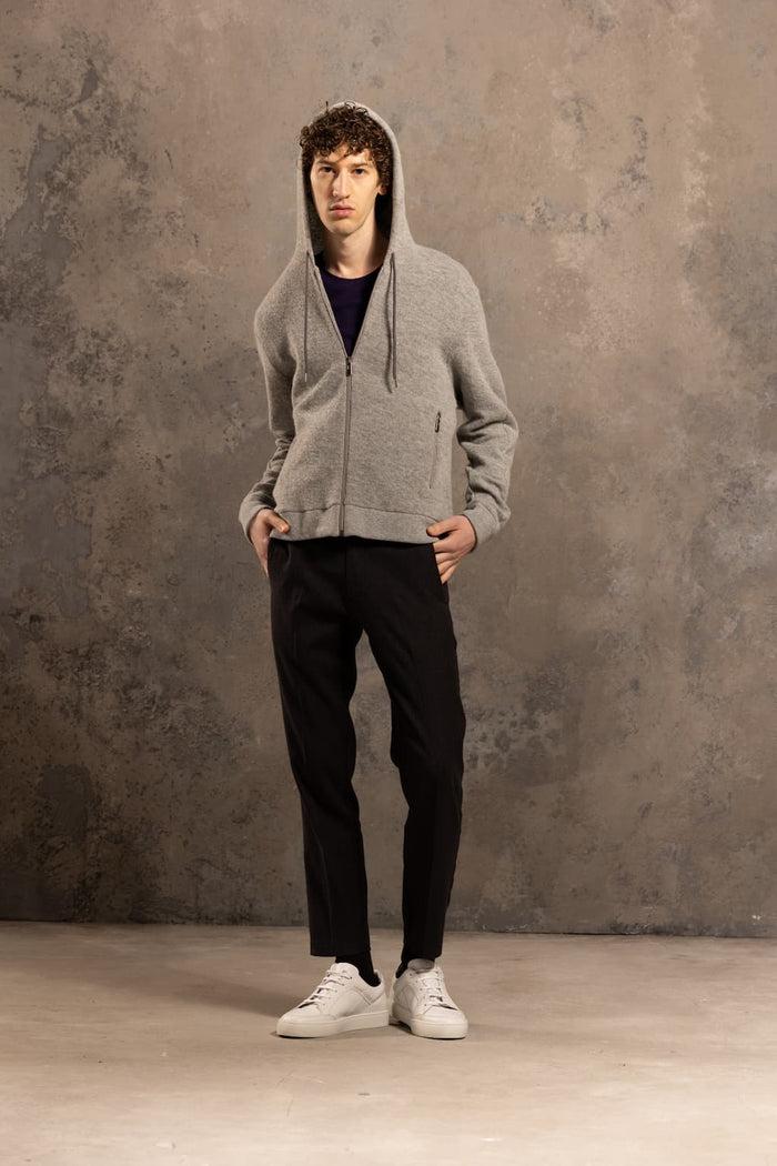 Jagvi Sweat à Capuche En Coton Laine Gris Chiné