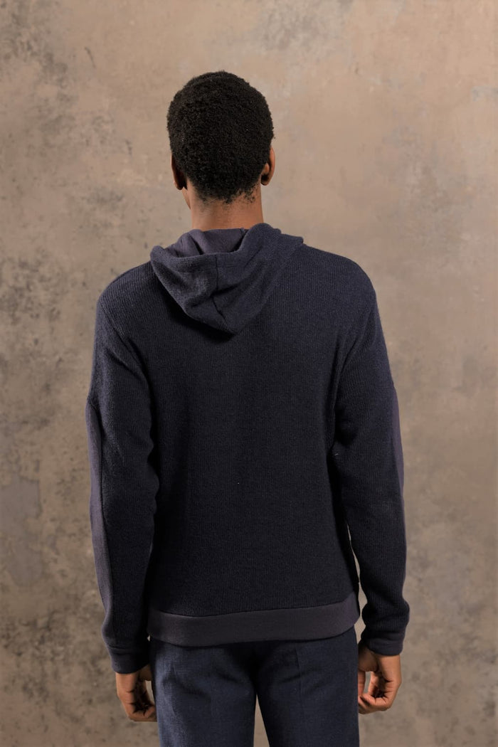Jagvi Sweat à Capuche En Coton Laine Marine