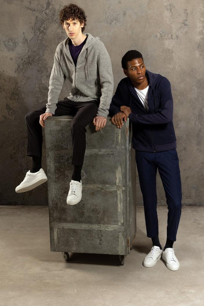 Jagvi Sweat à Capuche En Coton Laine Marine