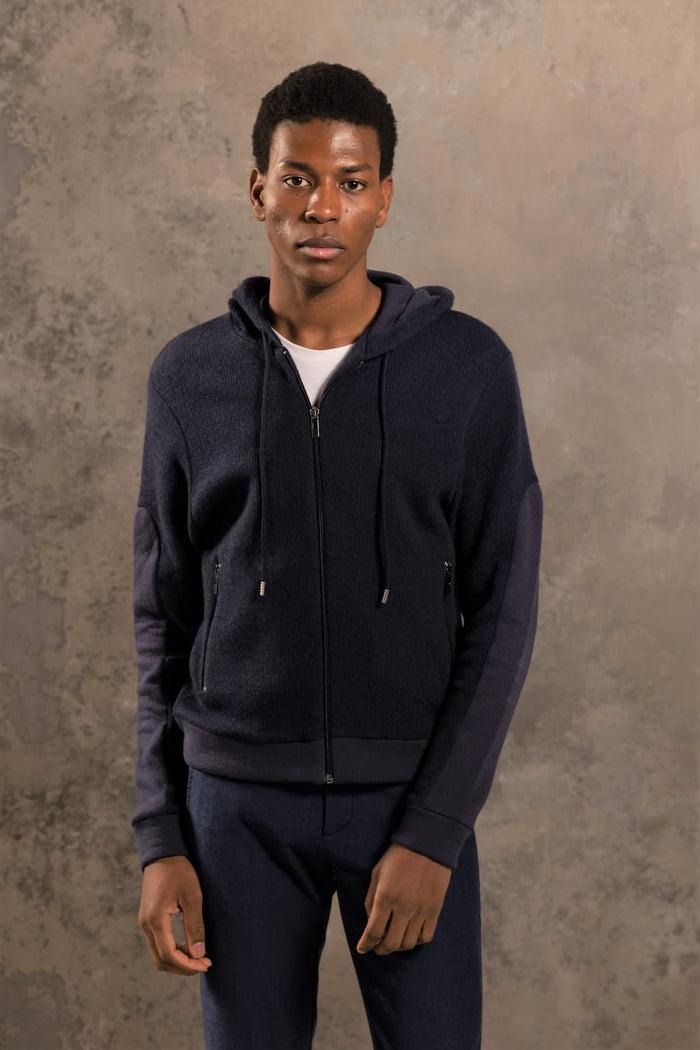 jagvi Sweat à capuche en coton laine marine