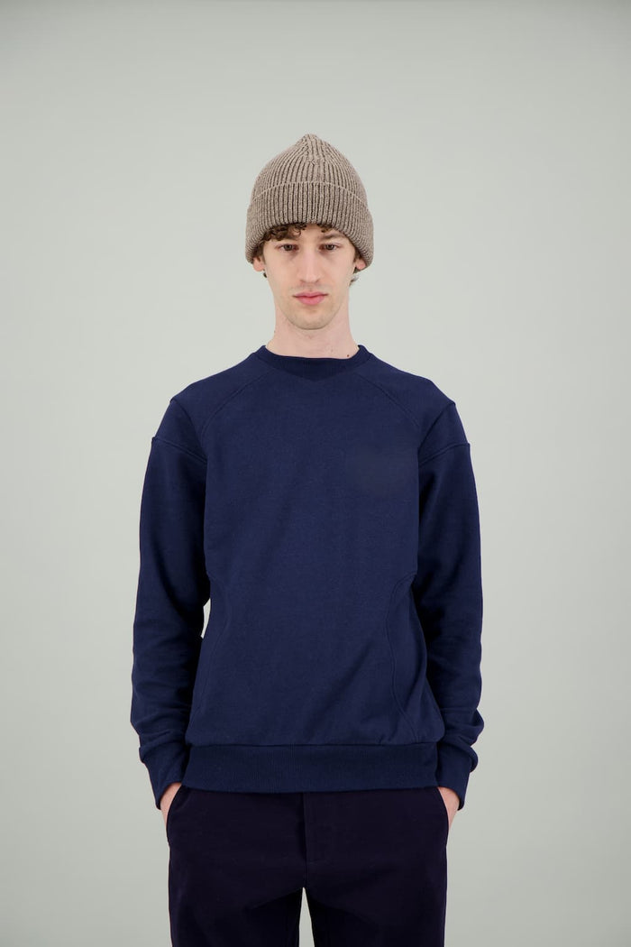 jagvi Sweat col rond coton laine marine
