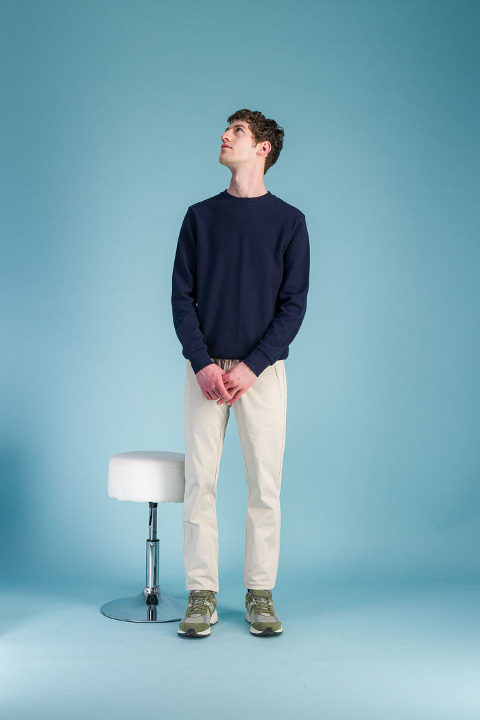 jagvi Sweat col rond coton nid d'abeille marine