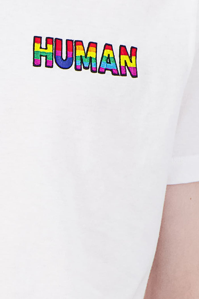 Jagvi T Shirt Coton Bio Blanc Rainbow Human