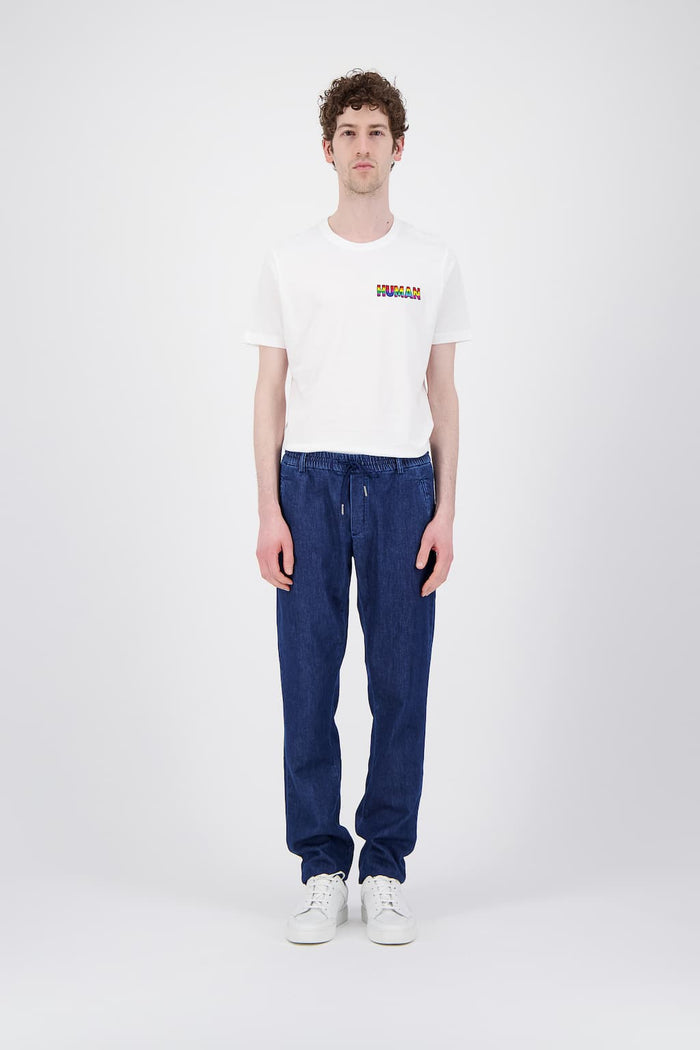 Jagvi T Shirt Coton Bio Blanc Rainbow Human
