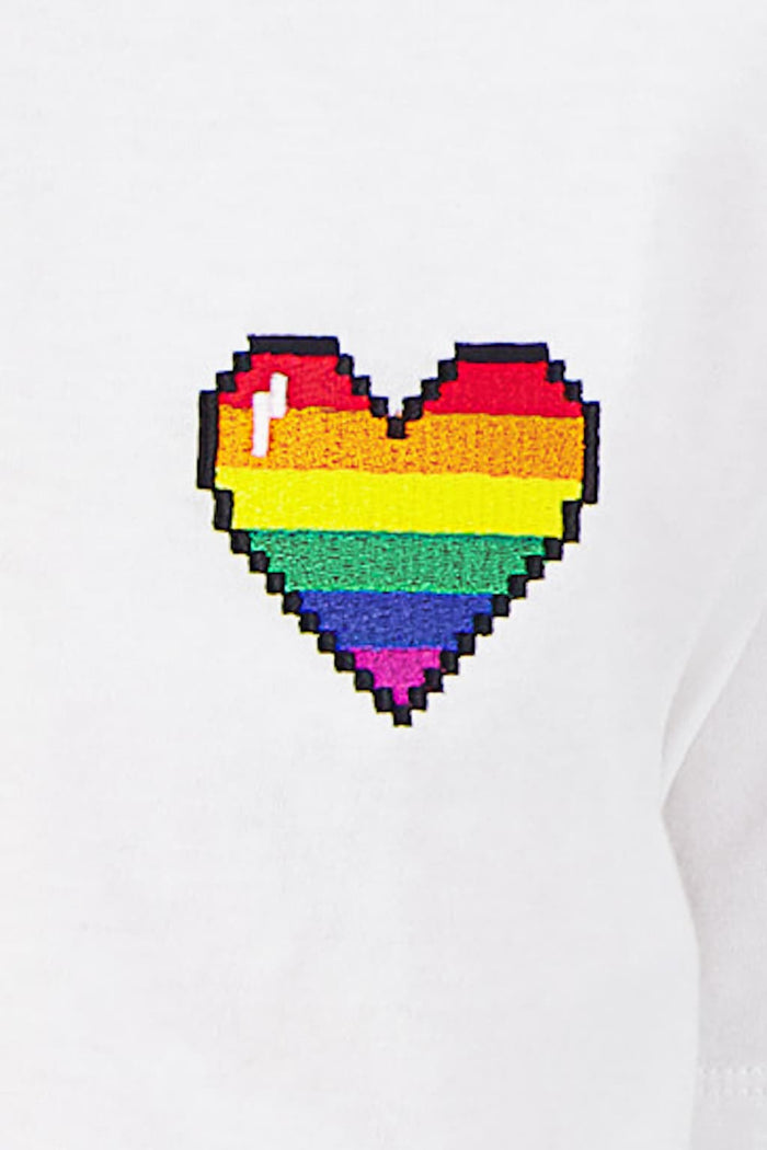Jagvi T Shirt Coton Bio Blanc Rainbow Pixel