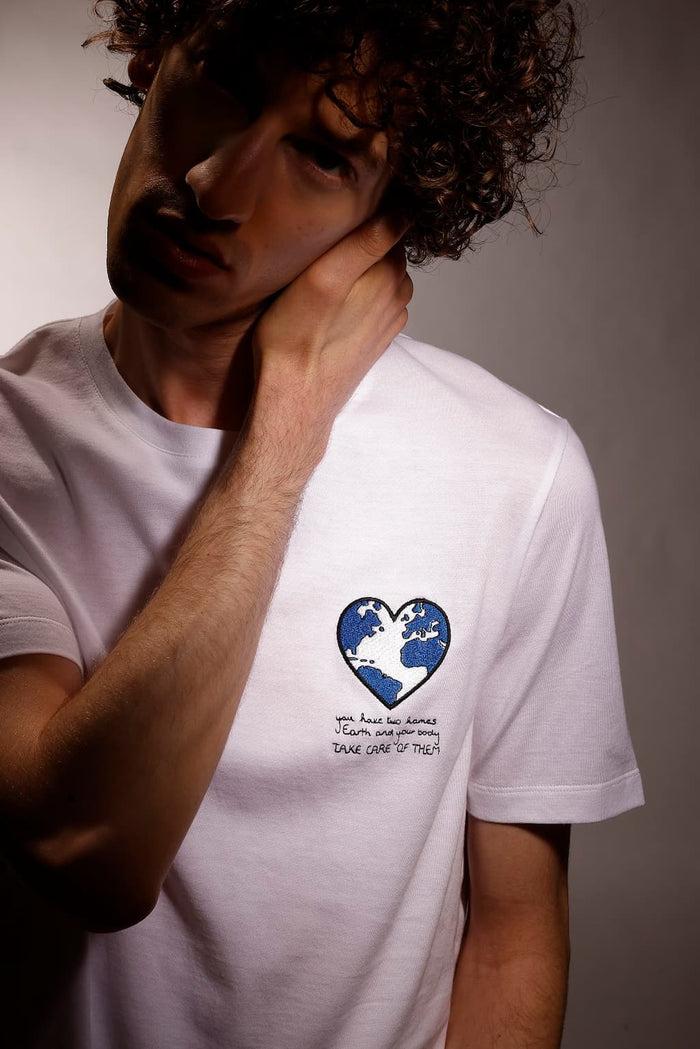 Jagvi T Shirt Coton Bio Japonais Blue Earth