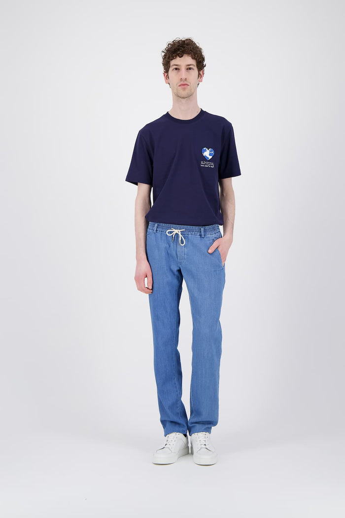 Jagvi T Shirt Coton Marine Bio Japonais Blue Earth