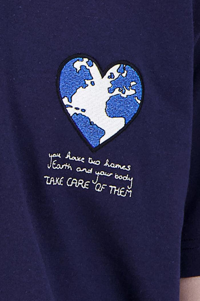 Jagvi T Shirt Coton Marine Bio Japonais Blue Earth