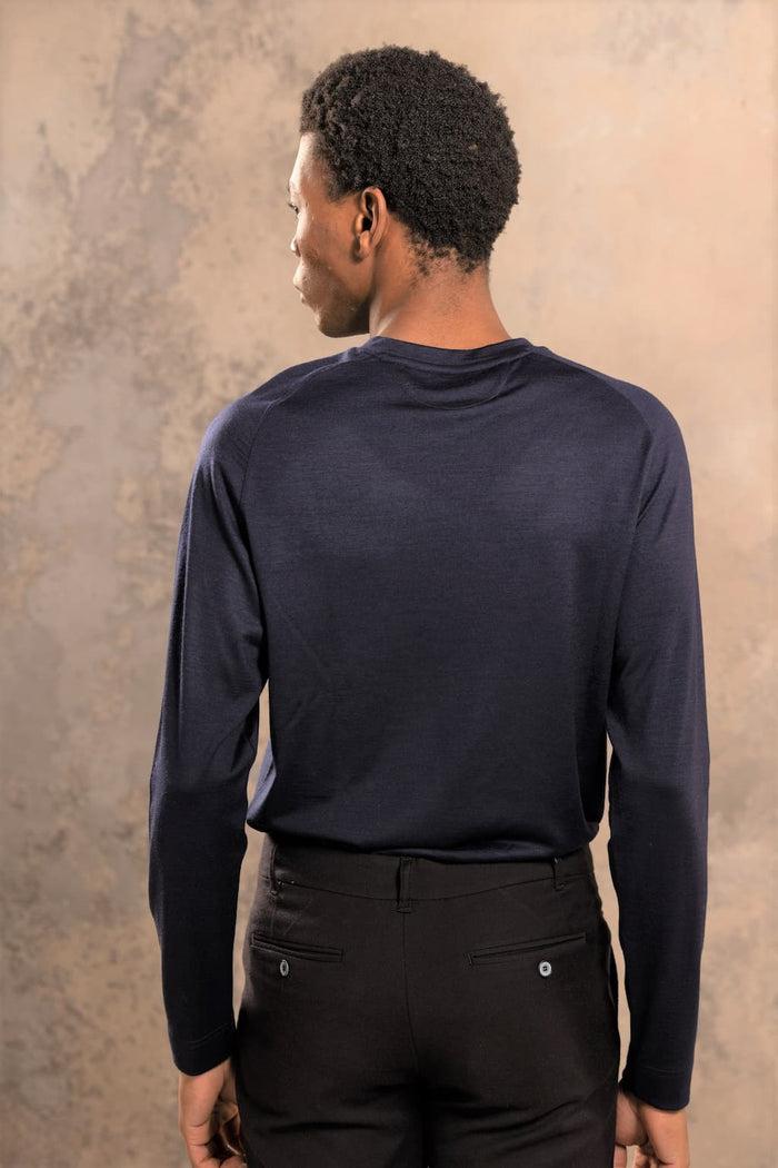 Jagvi T Shirt Manches Longues En Laine Fine Marine