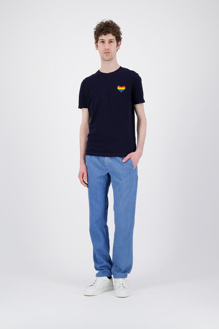 Jagvi T Shirt Marine Coton Bio Rainbow Pixel