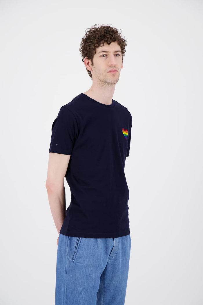 Jagvi T Shirt Marine Coton Bio Rainbow Pixel