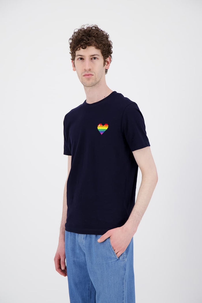 jagvi T Shirt marine coton bio rainbow pixel