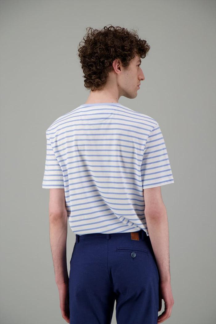 Jagvi T Shirt Marinière Blanc Bleu Ciel