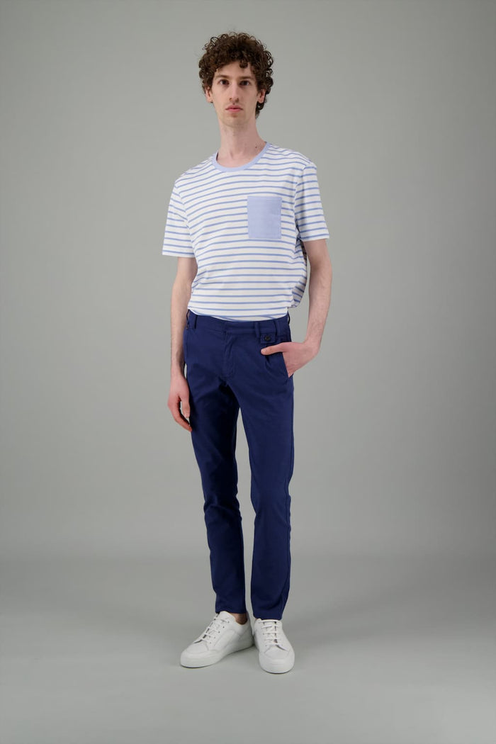 Jagvi T Shirt Marinière Blanc Bleu Ciel