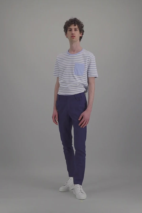 Jagvi T Shirt Marinière Blanc Bleu Ciel