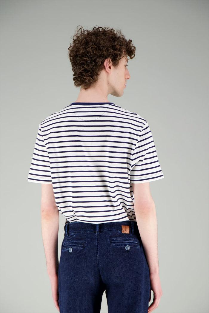 Jagvi T Shirt Marinière Blanc Bleu Marine