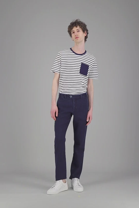 Jagvi T Shirt Marinière Blanc Bleu Marine