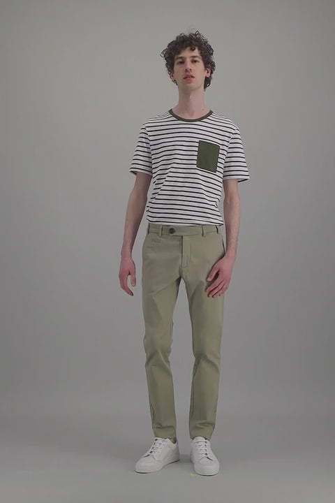 Jagvi T Shirt Marinière Blanc Kaki
