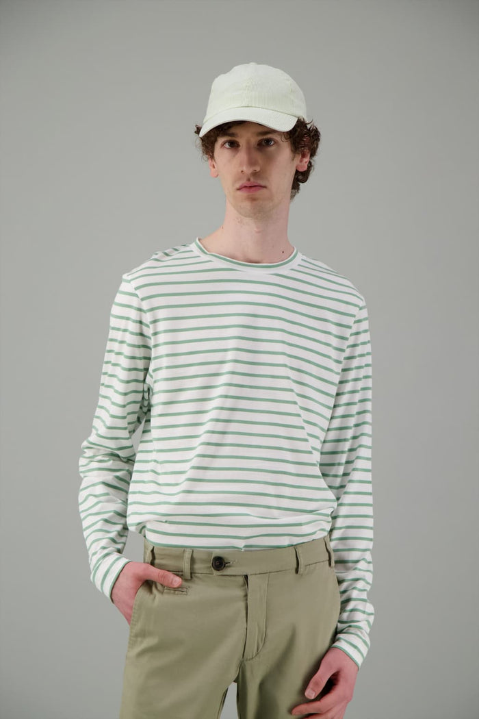 jagvi T Shirt marinière blanc vert