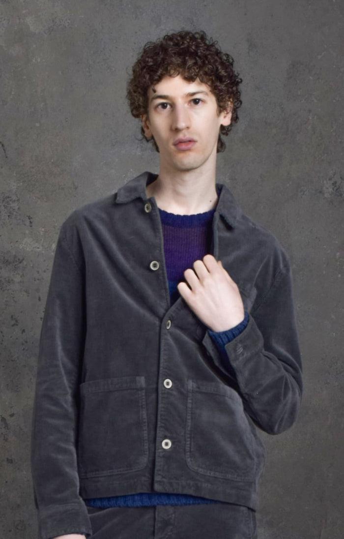 jagvi Veste Workwear en velours gris souris