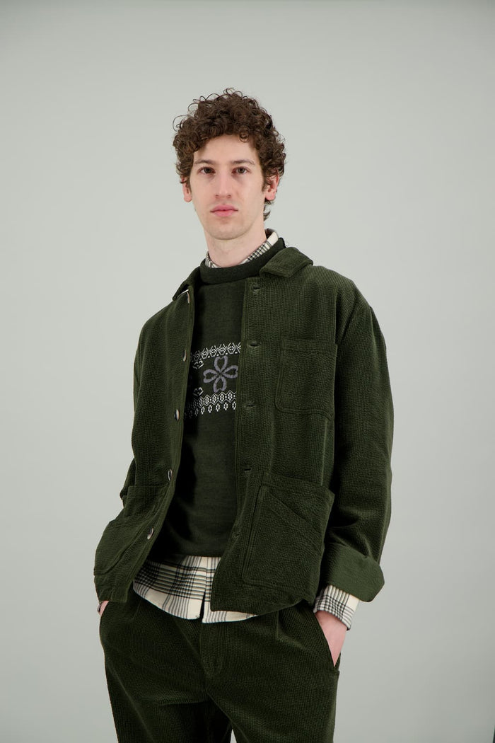 jagvi Veste Workwear en velours kaki