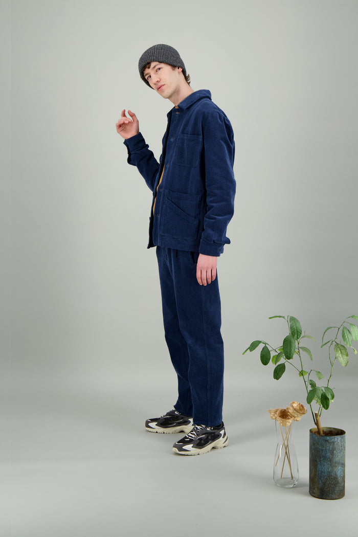 Jagvi Veste Workwear Velours Bleu