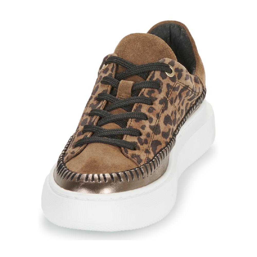 Jb Martin FLEUR CROUTE VELOURS LEOPARD / BRONZE
