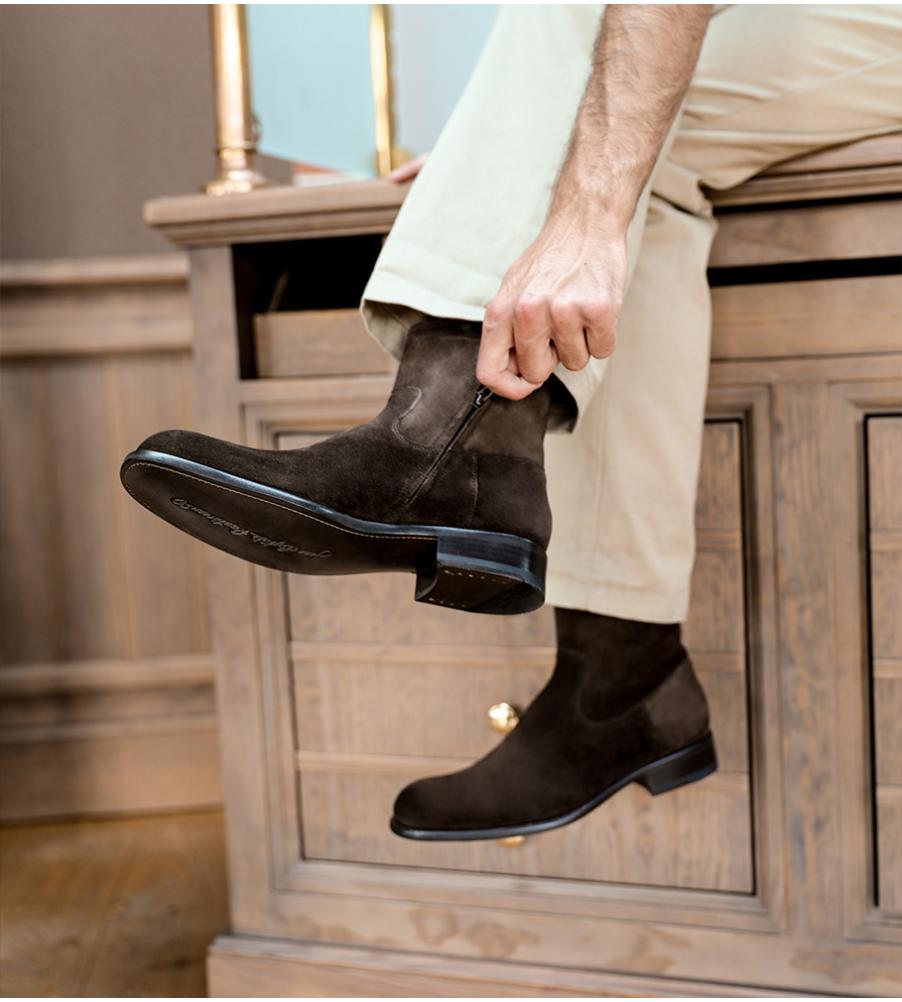 Jean Baptiste Rautureau Axel Boot En Cuir Velours Marron