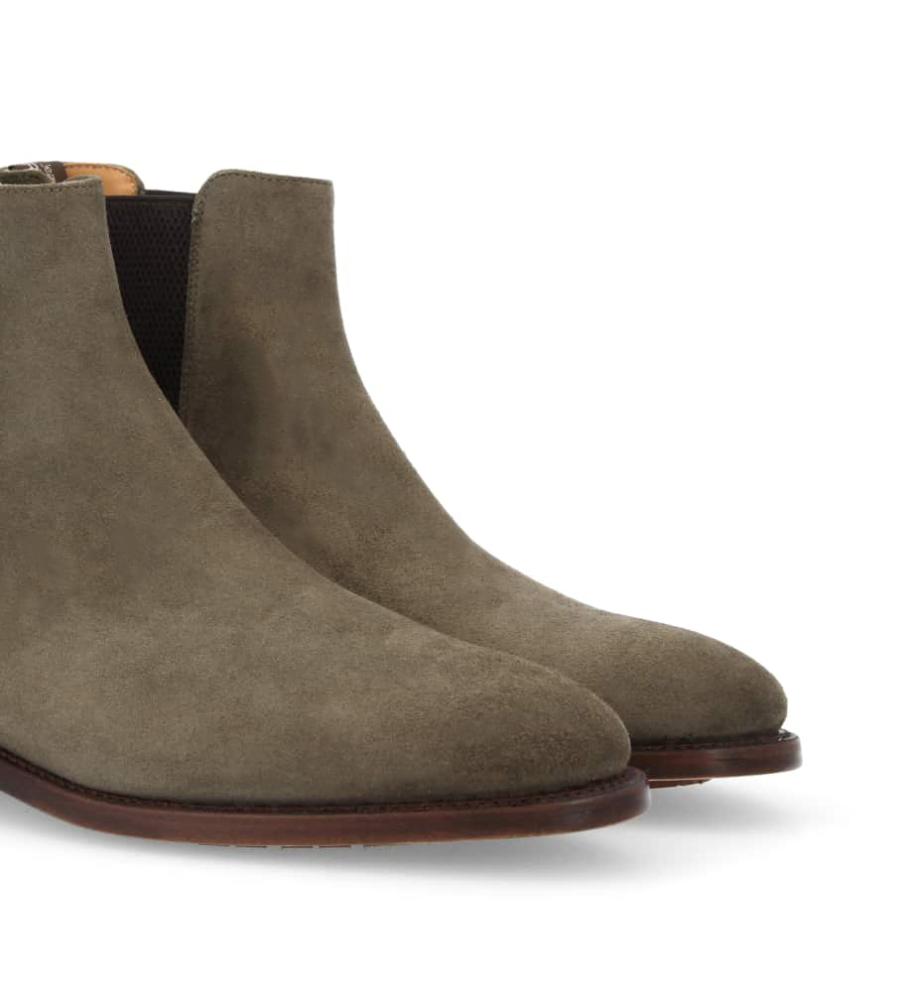 Jean Baptiste Rautureau Dandy Boot Chelsea En Cuir Velours Kaki