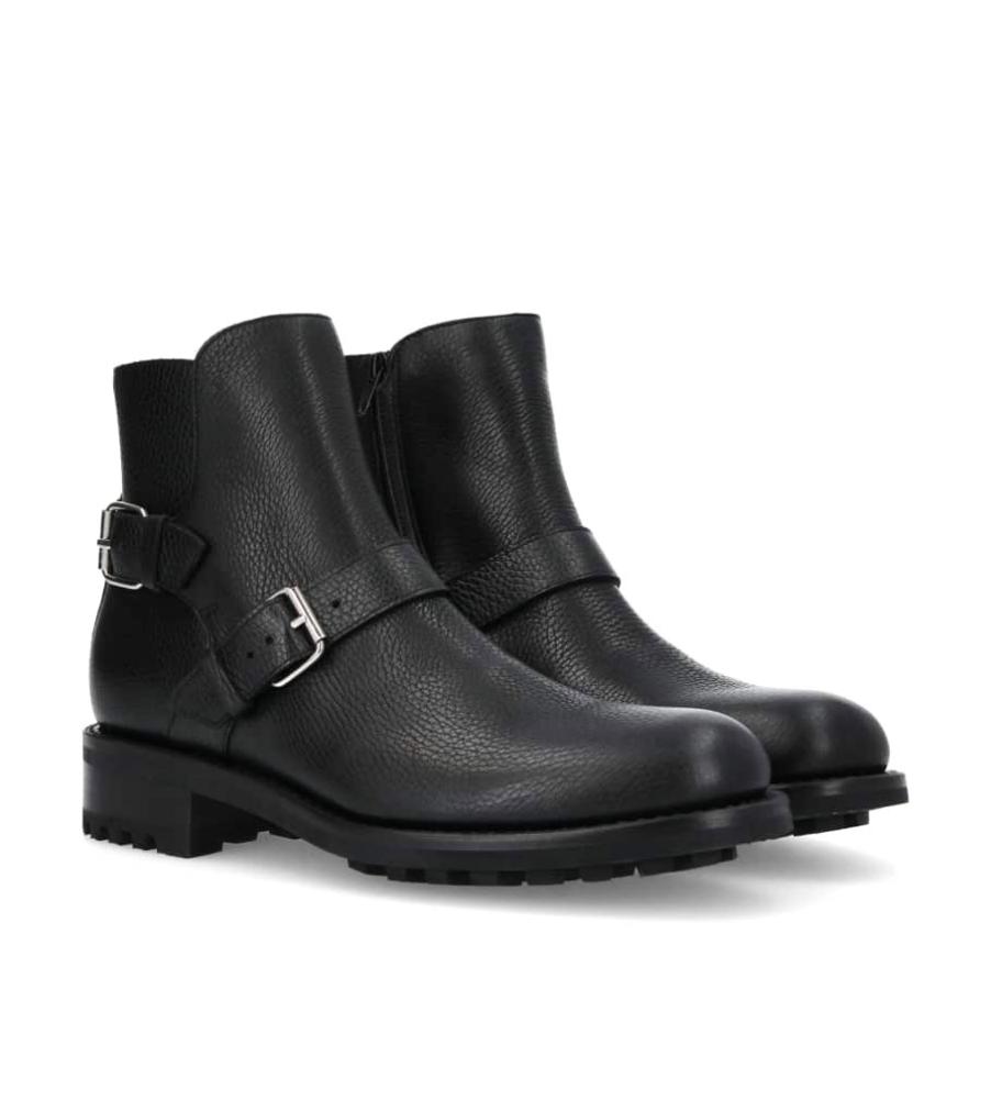 Jean Baptiste Rautureau Hyrod Boot Biker En Cuir Grainé Noir Sur Semelle Crantée