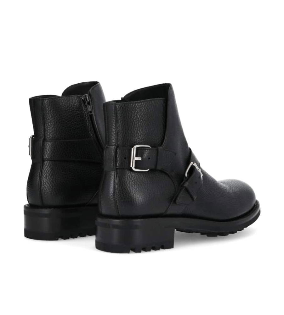 Jean Baptiste Rautureau Hyrod Boot Biker En Cuir Grainé Noir Sur Semelle Crantée