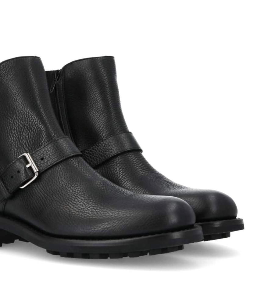 Jean Baptiste Rautureau Hyrod Boot Biker En Cuir Grainé Noir Sur Semelle Crantée