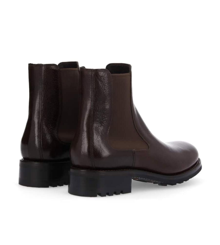 Jean Baptiste Rautureau Hyrod Boot Chelsea En Cuir Grainé Marron Sur Semelle Crantée