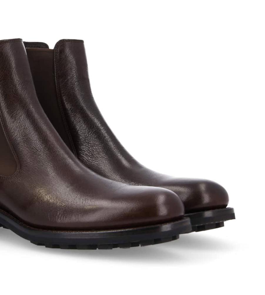 Jean Baptiste Rautureau Hyrod Boot Chelsea En Cuir Grainé Marron Sur Semelle Crantée