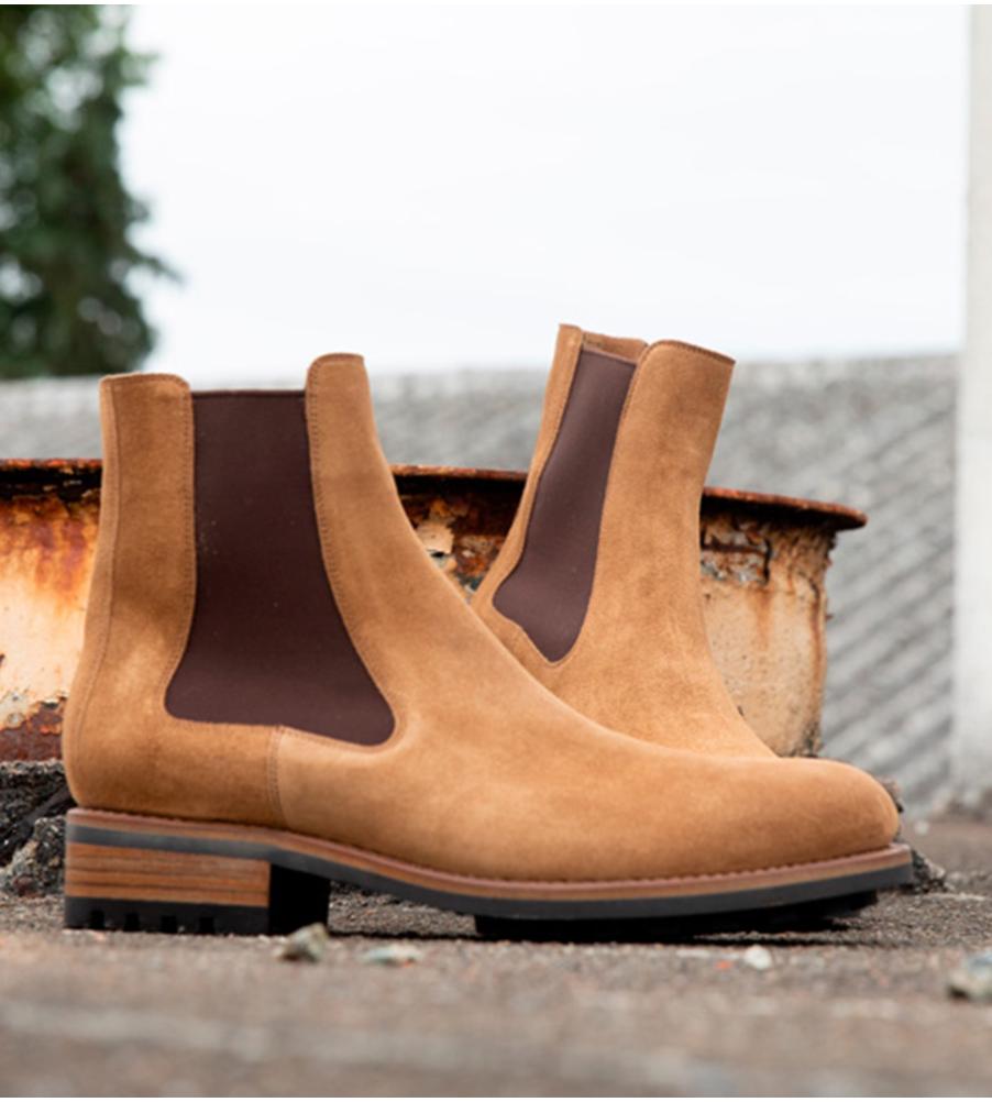Jean Baptiste Rautureau Hyrod Boot Chelsea En Cuir Velours Marron