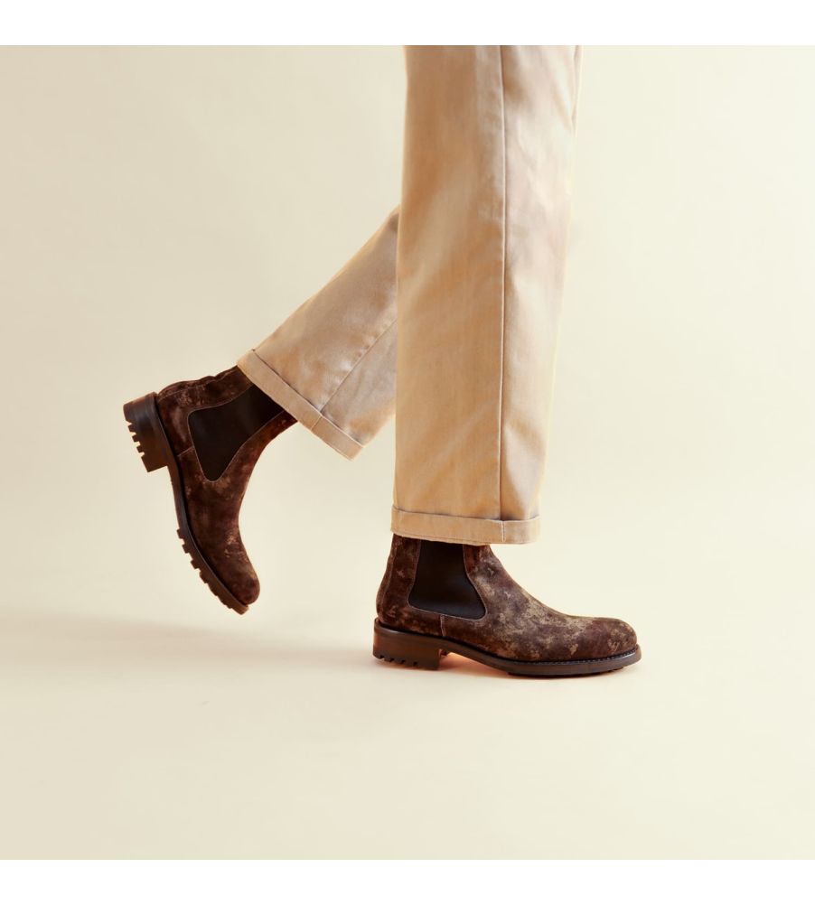 Jean Baptiste Rautureau Hyrod Boot Jodhpur Chelsea En Cuir Velours Camouflage